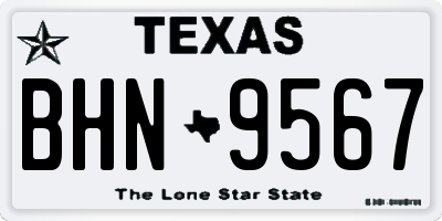TX license plate BHN9567