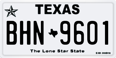 TX license plate BHN9601
