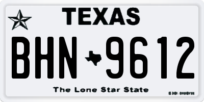 TX license plate BHN9612