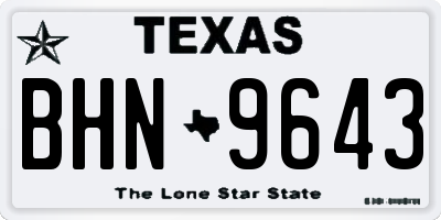 TX license plate BHN9643
