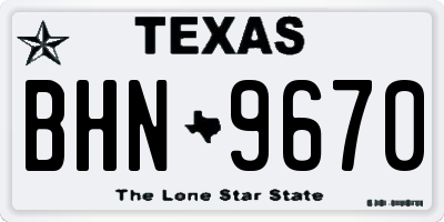 TX license plate BHN9670