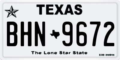 TX license plate BHN9672