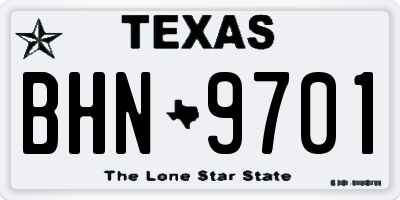 TX license plate BHN9701