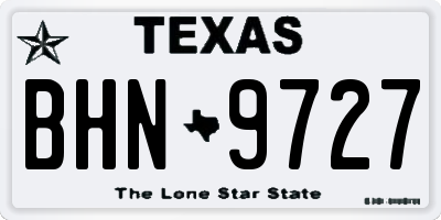 TX license plate BHN9727