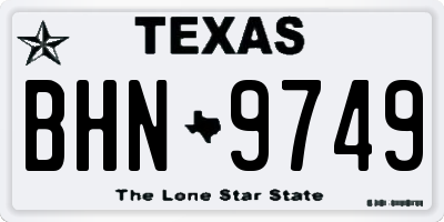 TX license plate BHN9749