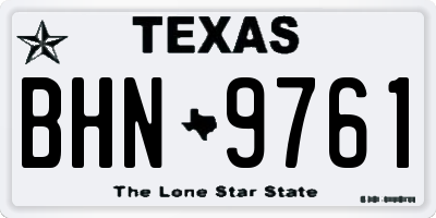 TX license plate BHN9761