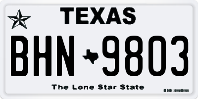 TX license plate BHN9803