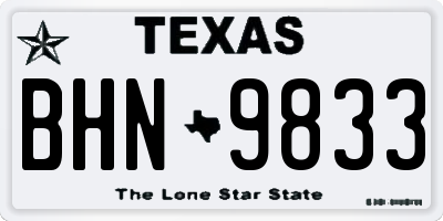 TX license plate BHN9833