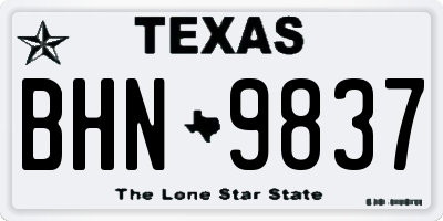 TX license plate BHN9837