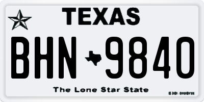 TX license plate BHN9840