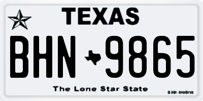TX license plate BHN9865