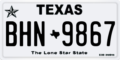 TX license plate BHN9867