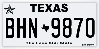 TX license plate BHN9870