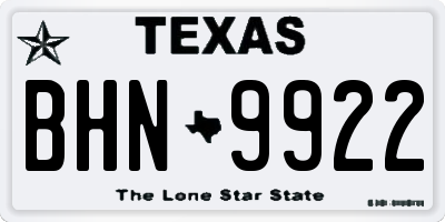 TX license plate BHN9922