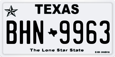 TX license plate BHN9963