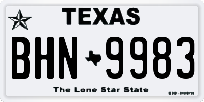TX license plate BHN9983