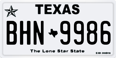 TX license plate BHN9986