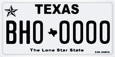 TX license plate BHO0000