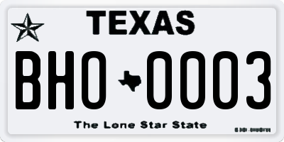 TX license plate BHO0003