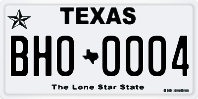 TX license plate BHO0004