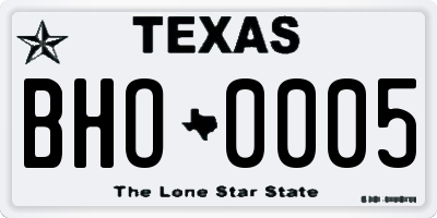 TX license plate BHO0005