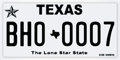 TX license plate BHO0007