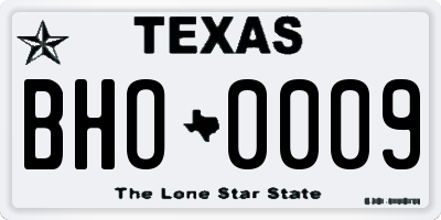 TX license plate BHO0009