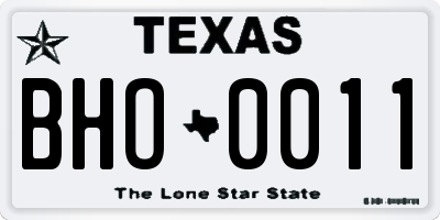 TX license plate BHO0011