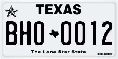 TX license plate BHO0012