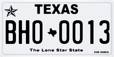 TX license plate BHO0013