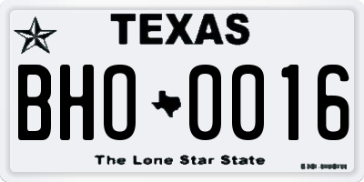 TX license plate BHO0016