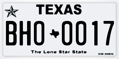 TX license plate BHO0017