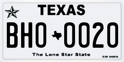 TX license plate BHO0020