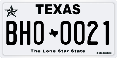 TX license plate BHO0021