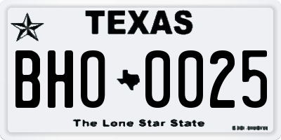 TX license plate BHO0025