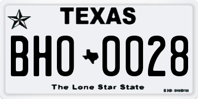 TX license plate BHO0028