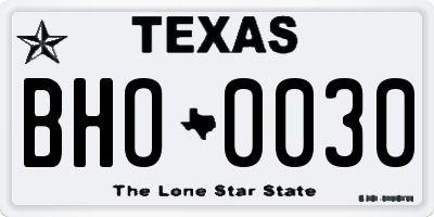 TX license plate BHO0030