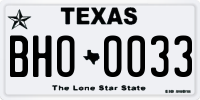 TX license plate BHO0033