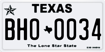 TX license plate BHO0034