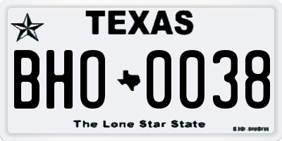 TX license plate BHO0038
