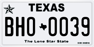 TX license plate BHO0039