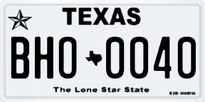 TX license plate BHO0040