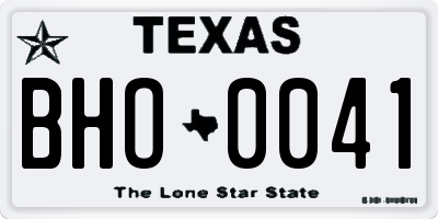 TX license plate BHO0041