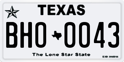 TX license plate BHO0043