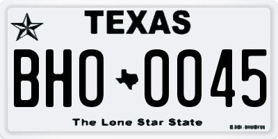TX license plate BHO0045