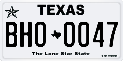 TX license plate BHO0047