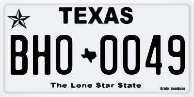 TX license plate BHO0049