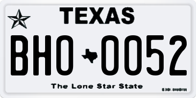 TX license plate BHO0052