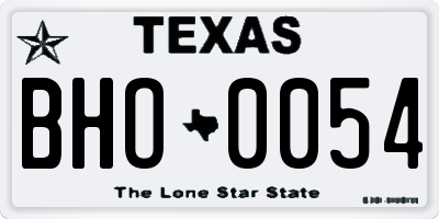 TX license plate BHO0054