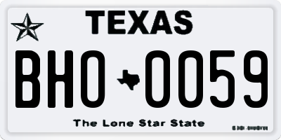 TX license plate BHO0059